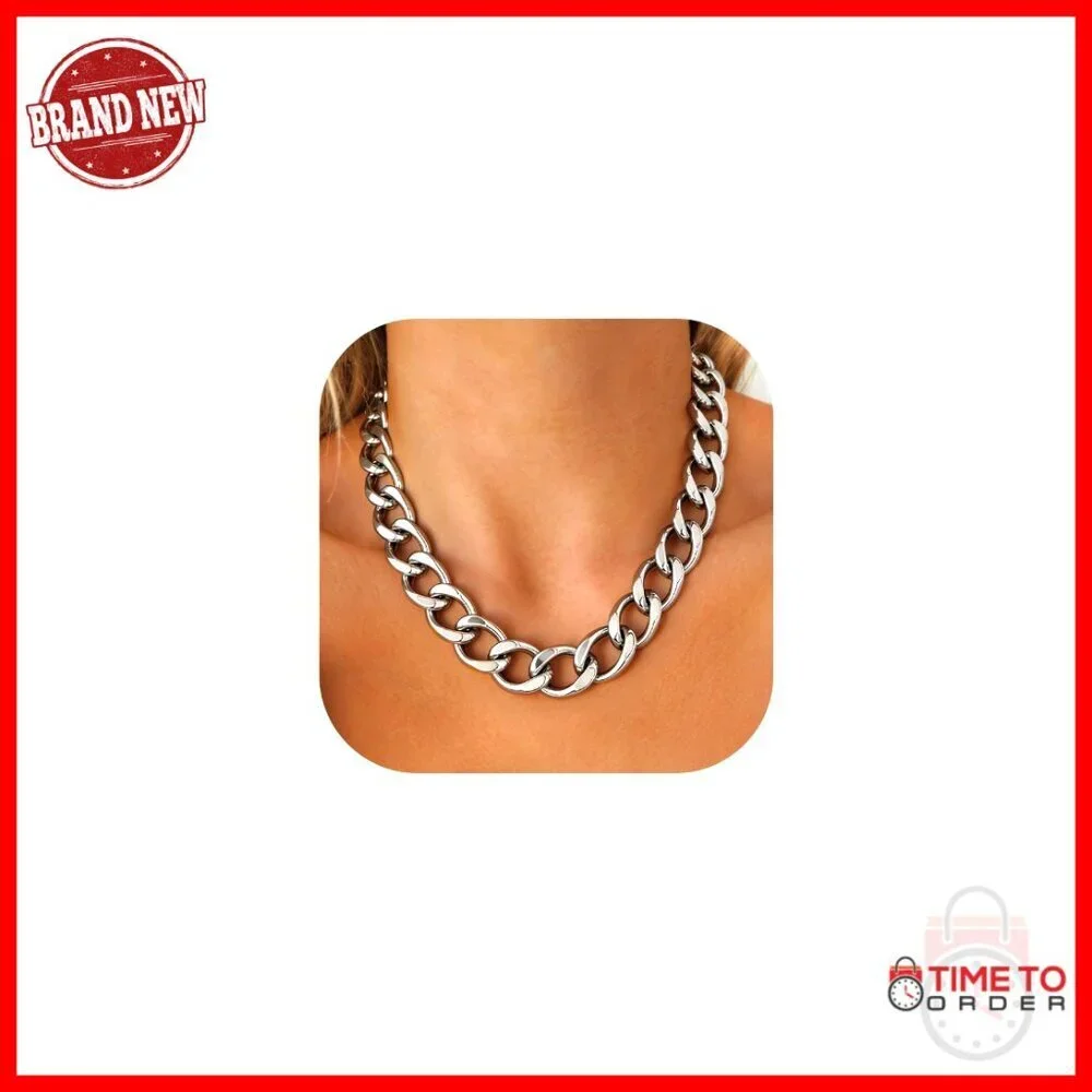 Stainless Steel Chunky Cuban Link Chain Necklace 12mm 16mm 20mm